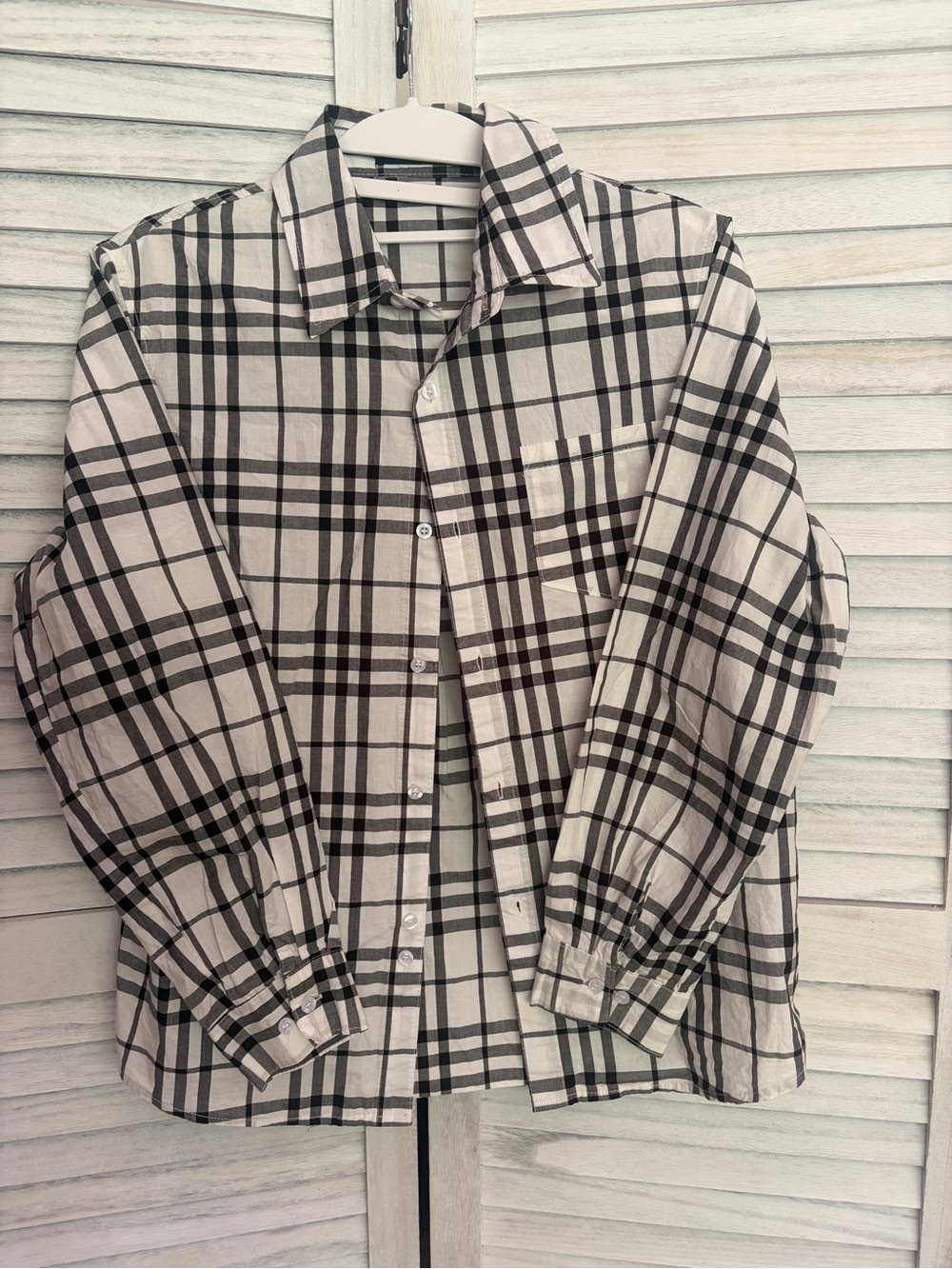 Children's Black & White Plaid Button-Up Shirt